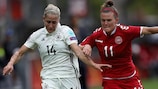 Germany's  Anna Blasse and Denmark's Katrine Veje during the sides' UEFA Women's EURO 2017 meeting