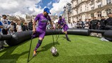  Amputees of the Amputee Federation France play  at the UEFA Champions Laegue fan festival at Hotel de Ville  in Paris