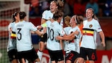 Belgium celebrate their equaliser against eventual winners Netherlands in 2017