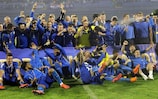 O Dinamo celebra a conquista da Taça da Croácia em 2015