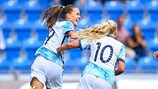 La norvegese Iris Omarsdottir ha segnato nella finale di sabato portando a tre il suo bottino di gol negli Europei femminili U19UEFA via Sportsfile