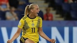 Stina Blackstenius a marqué le quatrième but de la Suède contre le Portugal en février.