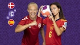 La danesa Pernille Harder y la española Aitana Bonmatí, dos de las jugadoras a seguir en el partido del sábado