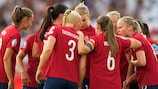 Norway's team huddle during the defeat against England