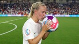 Beth Mead celebrates her hat-trick in England's 8-0 win against Norway in 2022