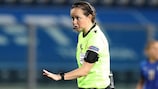 Welsh referee Cheryl Foster takes charge of the Women's EURO semi-final between Germany and France.