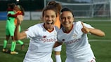 Manuela Guglielmo and Annamaria Serturini celebrate Roma's penalty shoot-out win against Paris FC