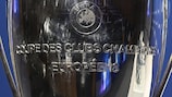 NYON, SWITZERLAND - AUGUST 2: UEFA Champions League Trophy during the UEFA Champions League 2022/23 Play-offs Round Draw at the UEFA headquarters, The House of European Football, on August 2, 2022, in Nyon, Switzerland. (Photo by Kristian Skeie - UEFA/UEFA via Getty Images)