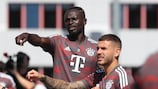 Sadio Mané and Lucas Hernández in training for Bayern on Tuesday