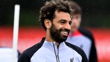 Mohamed Salah in allenamento con il Liverpool