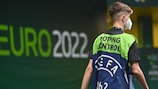 Contrôles antidopage durant l’EURO de futsal des moins de 19 ans de l’UEFA, en septembre 2022.