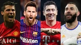 Cristiano Ronaldo, Messi, Lewandowski y Benzema, los máximos goleadores históricos de la UEFA Champions League