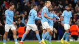 Erling Haaland celebrates with Bernardo Silva after his and Man City's second