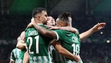 La gioia dei giocatori del Maccabi Haifa, che hanno sconfitto la Juventus in UEFA Champions League 