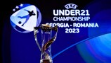BUCHAREST, ROMANIA Ð OCTOBER 18:  Under-21 trophy is pictured during the UEFA European Under-21 Championship 2022/23 Final Tournament Draw at Romanian Atheneum on October 18, 2022, inBucharest, Romania. (Photo by Alex Nicodim)
