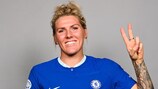 LONDON, ENGLAND - OCTOBER 14: Millie Bright of Chelsea FC poses for a photo during the Chelsea FC UEFA Women's Champions League Portrait session at Chelsea Training Ground on October 14, 2022 in London, England. (Photo by Dan Mullan - UEFA/UEFA via Getty Images)