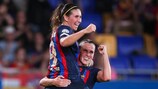 Ana-Maria Crnogorcevic y Mariona celebran un gol del Barcelona