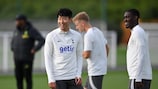 Son Heung-Min in training with Tottenham on Tuesday