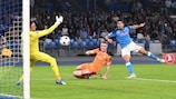 uesNapoli's forward Giovanni Simeone  scores the goal    during the Champions League group A soccer match between Napoli and Rangers FC 