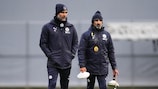 Pep Guardiola overseeing Manchester City training on Tuesday