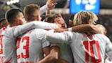  RB Leipzig feiert den Einzug ins Achtelfinale 