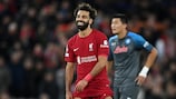 Mohamed Salah esulta dopo il gol contro il Napoli