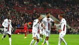 Billal Brahimi festeja depois de marcar o golo que selou o apuramento do Nice