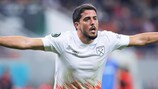 BUCHAREST, ROMANIA - NOVEMBER 03: Pablo Fornals of West Ham celebrates the goal scored during the UEFA Europa Conference League group B match between FCSB and West Ham United at National Arena on November 03, 2022 in Bucharest, Romania. (Photo by Vasile Mihai-Antonio/Getty Images)