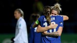 Magdalena Eriksson e Millie Bright del Chelsea festeggiano la vittoria contro il Real Madrid UEFA via Getty Images