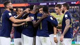 La France fête l'un de ses quatre buts contre l'Australie