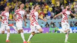 Хорваты празднуют победу над Бразилией в четвертьфинале
