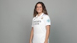 MADRID, SPAIN - OCTOBER 14: Teresa Abelleira Duenas of Real Madrid CF  poses for a photo during the Real Madrid CF UEFA Women's Champions League Portrait session at Valdebebas training ground on October 14, 2022 in Madrid, Spain. (Photo by Gonzalo Arroyo - UEFA/UEFA via Getty Images)
