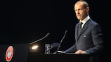 UEFA President Aleksander Čeferin addresses the Ordinary UEFA Congress in Vienna in May