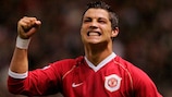 Quarter-final record scorer Cristiano Ronaldo enjoys striking in Manchester United's famous 7-1 with against Roma in 2007