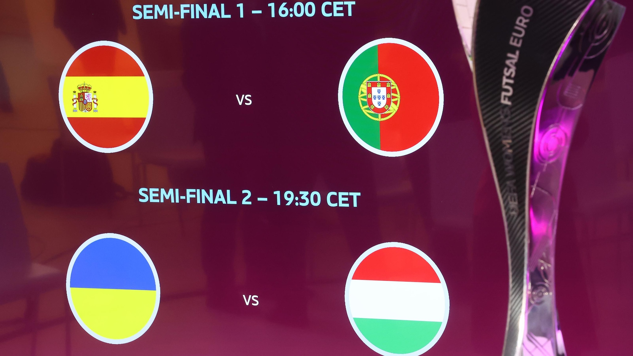 Sorteo final de la Eurocopa de Fútbol Sala Femenina 2023: España – Portugal, Ucrania – Hungría