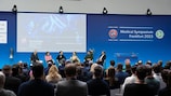 A panel discussion featuring former players at the 2023 UEFA Medical Symposium