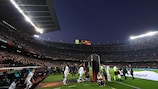 A record UEFA Europa League crowd watched Barcelona's 2-2 draw with Man United