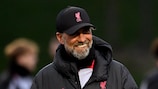 Jürgen Klopp leads his Liverpool side in Monday's training session