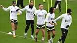 Manchester City train ahead of their trip to Germany