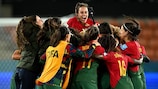 Portugal celebrate their dramatic victory against Cameroon