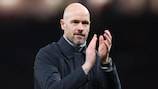 Erik ten Hag applauds the Manchester United supporters at Old Trafford