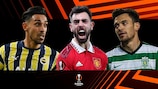 Fenerbahçe's İrfan Can Kahveci, Manchester United's Bruno Fernandes and Sporting CP's Pedro Gonçalves