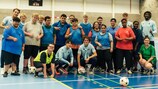 Club Brugge players enjoy a training session with local schoolchildren