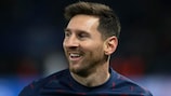 Lionel Messi à l'échauffement sous le maillot de Paris