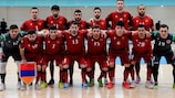 Armenia line up for a men's futsal game