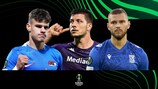 AZ's Milos Kerkez, Fiorentina's Luka Jović and Lech's Jesper Karlström