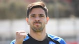 Napoli's Giovanni Simeone pictured in training on Tuesday morning