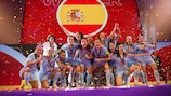  Spain celebrate after winning  UEFA Women's Futsal EURO 2022 