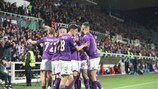 La gioia dei giocatori della Fiorentina, che hanno battuto ancora il Sivasspor e si sono qualificati per i quarti di UEFA Europa Conference League