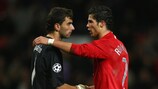 Rui Patrício and Cristiano Ronaldo embrace after Sporting CP’s 2007 game against Man United at Old Trafford
